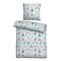 BETTWÄSCHE-GARNITUR Premium Biber Little Princess ciel, 135x200 cm + 80x80 cm - Hellblau, Textil (135/200cm) - biberna