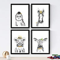 POSTER Set mit 4 „Tiere mit goldenen Accessoires“ A3 Rahmenlos - Klar, Papier (29.7/3cm) - Nacnic