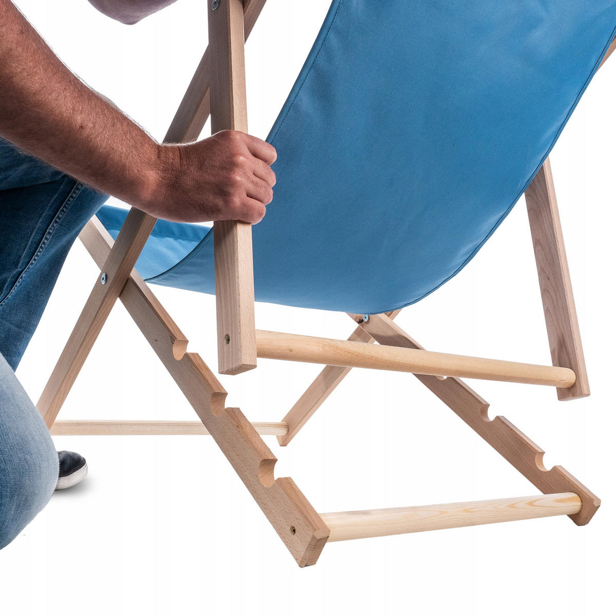 HOLZLIEGESTUHL Hellblau 2 Stk. - Hellblau, Holz (53/80cm) - KADAX