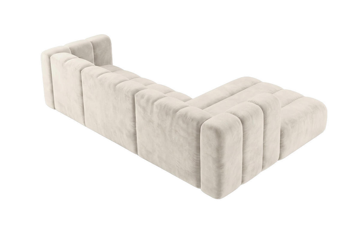ECKSOFA Modulares In L-Form, Velvet-Stoff Riviera, Ecru, Rechts, GRAND 287 cm - Creme, Holz (287/179cm) - Kaiser Möbel