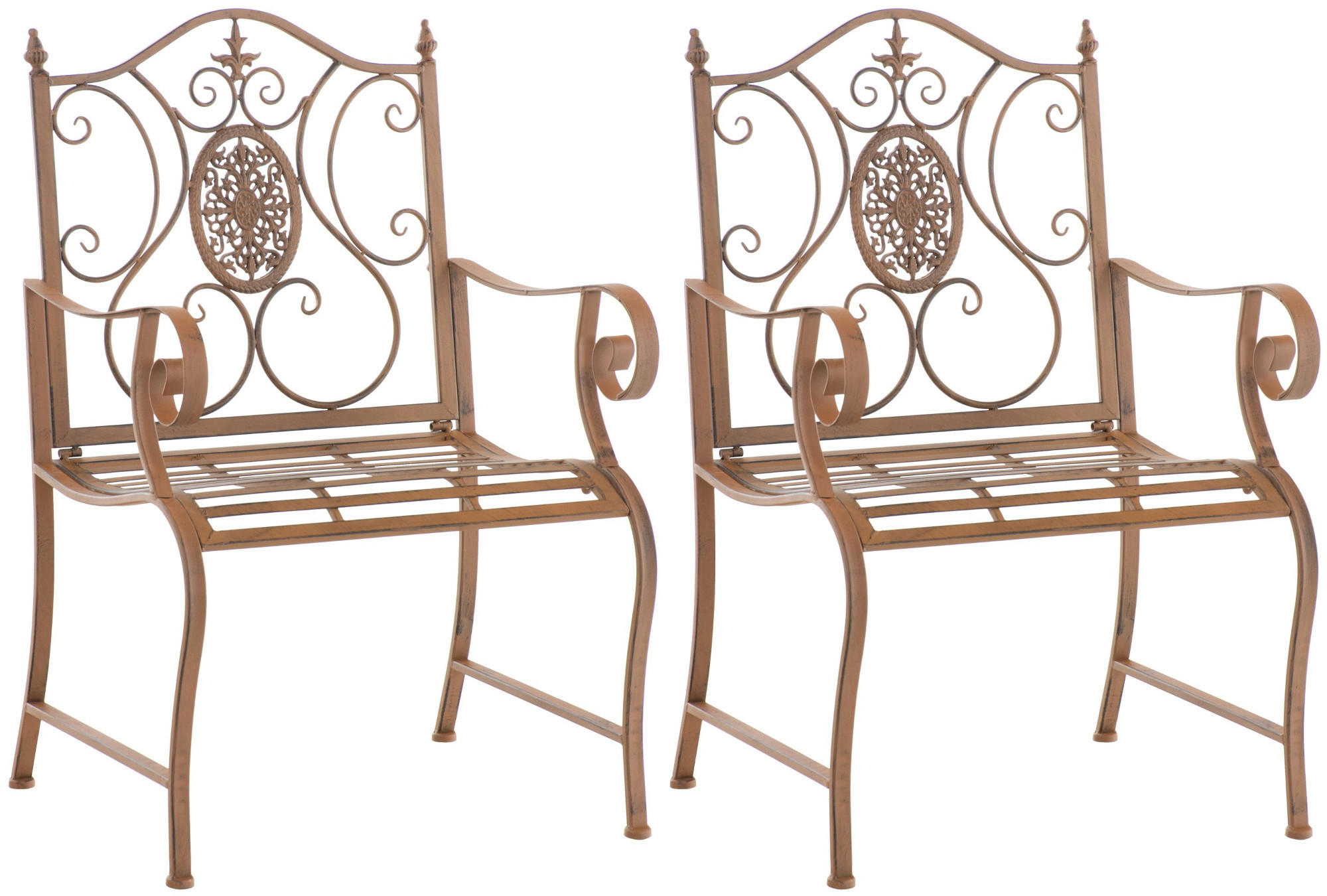 GARTENSTUHL 2er Set Metall antik braun - Braun, Metall (62/94/53cm) - CLP