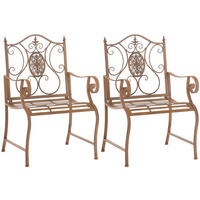 GARTENSTUHL 2er Set Metall antik braun - Braun, Metall (62/94/53cm) - CLP