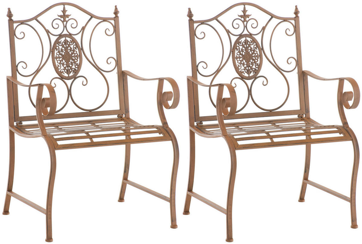 GARTENSTUHL 2er Set Metall antik braun - Braun, Metall (62/94/53cm) - CLP