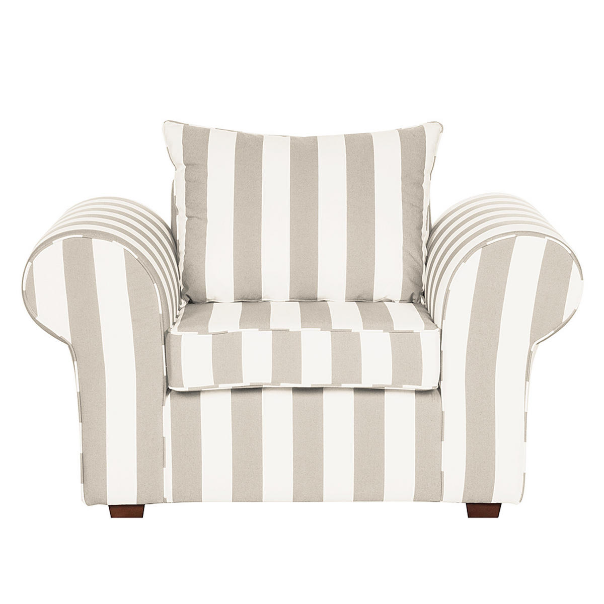 SESSEL - Webstoff - Beige gestreift - Beige, Holz/Textil (130/88/88cm) - home24