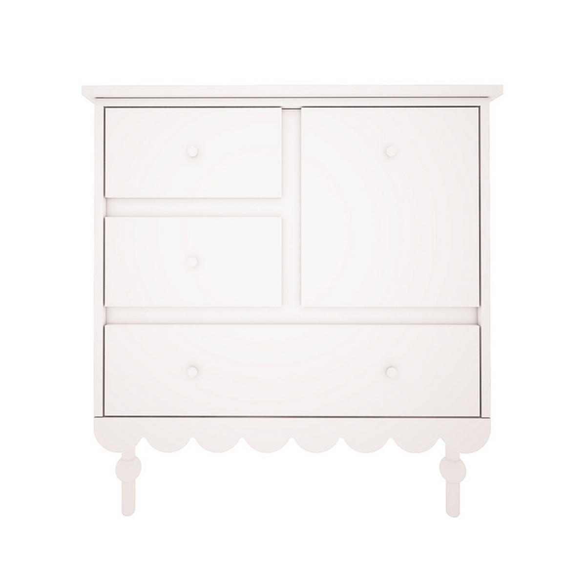 DĚTSKÁ KOMODA Babushka Bílá - bílá, kompozitní dřevo (84/91/50cm) - Petits-meubles