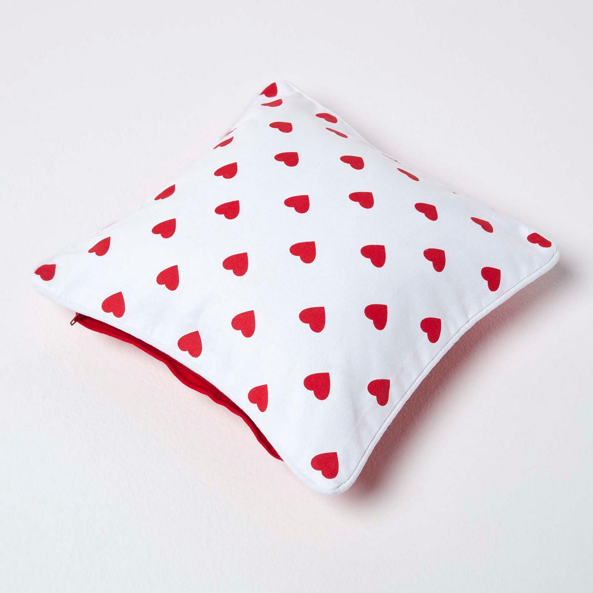 KISSENHÜLLE Herzen 30/30 cm, 100% Baumwolle - Rot, Textil (30/30cm) - Homescapes