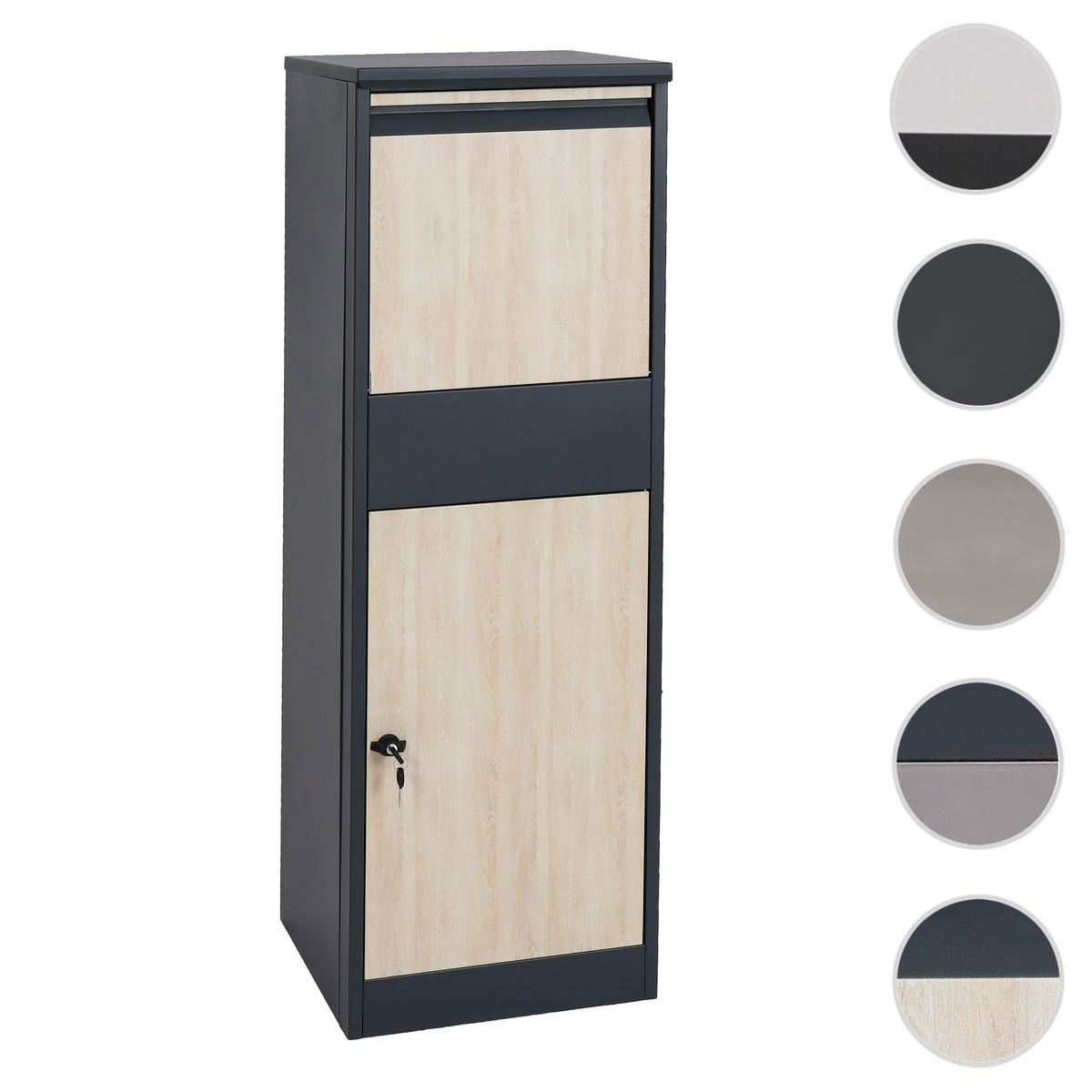 PAKETKASTEN GRÖßE XL rechteckig Anthrazit, Braun - Anthrazit/Braun, Metall (46/140/45cm) - MCW