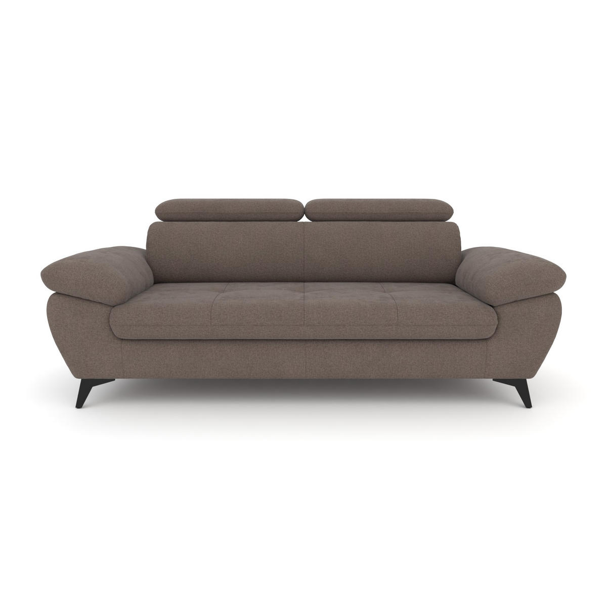 3-SITZER Karlstad Chenille Braun verstell. Kopfstützen B 215 cm - Dunkelbraun, Kunststoff/Textil (215/84/100cm) - foamnova