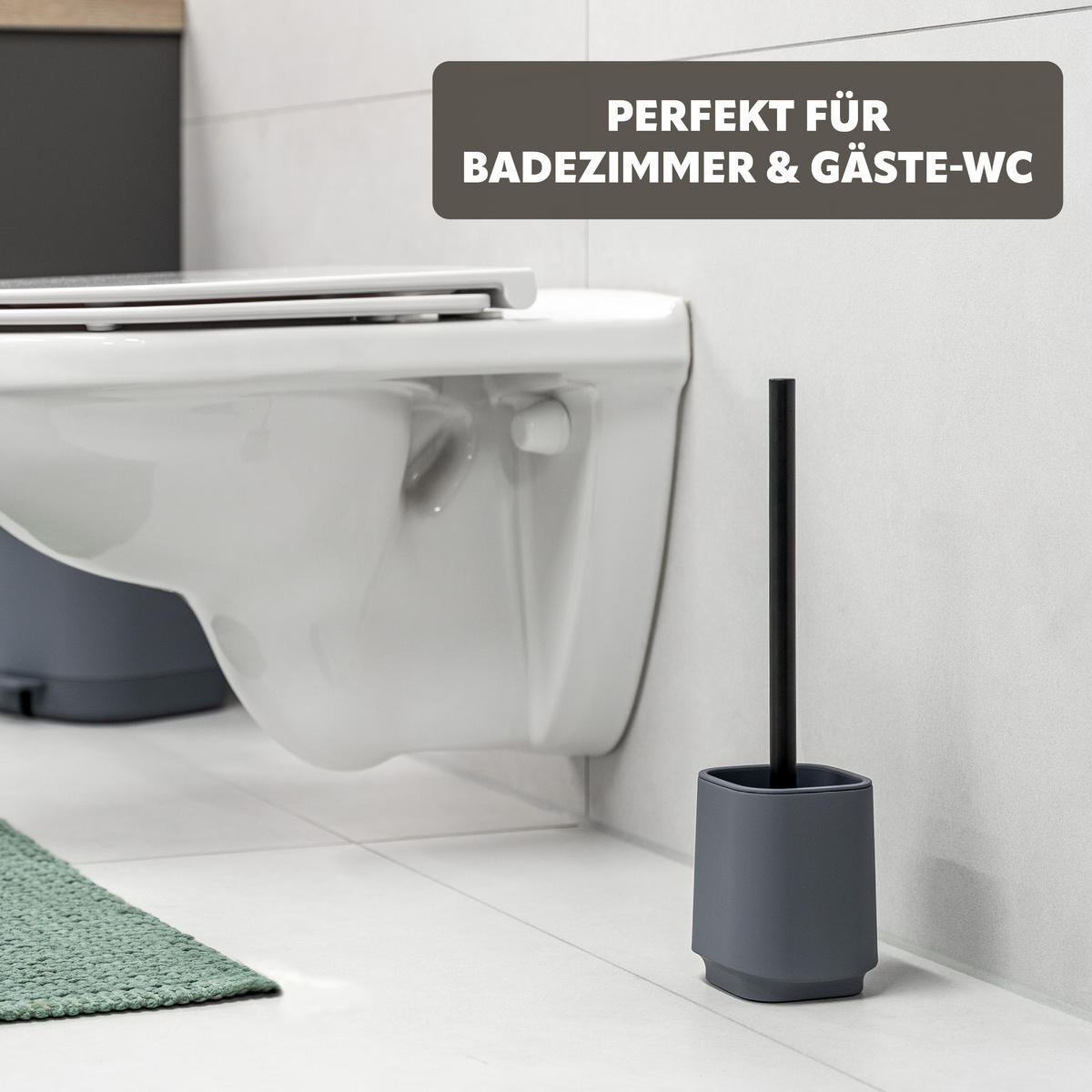 WC-GARNITUR VALONA, Soft-Touch, grau - Grau, Kunststoff (10/38/10cm) - eluno