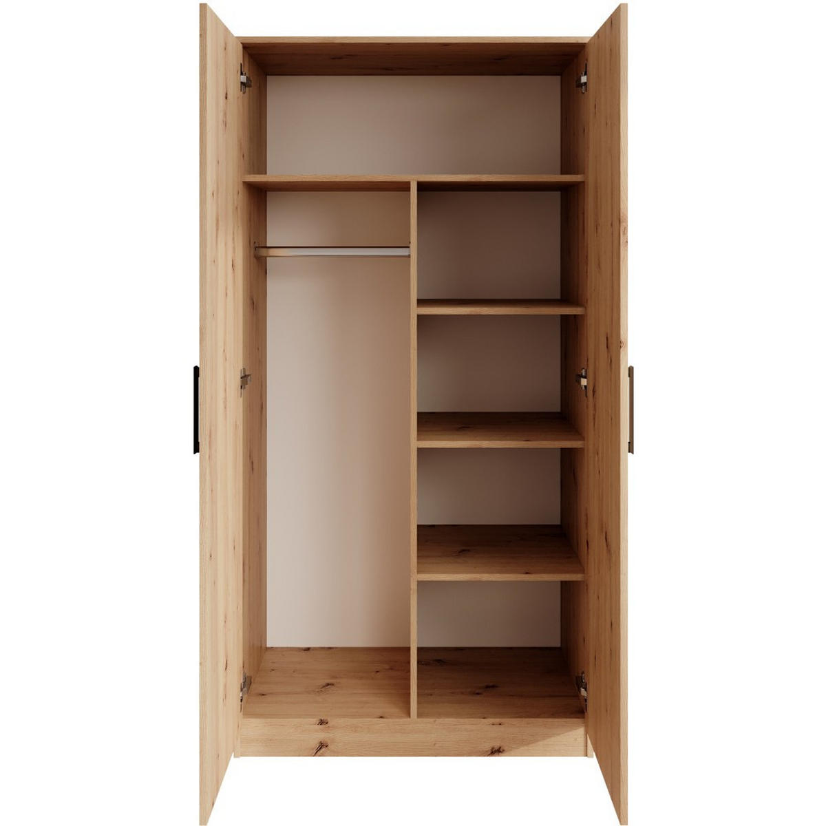 DREHTÜRENSCHRANK Trend, ohne Schubladen, eiche Artisan - Schwarz/Eiche Artisan, Holzwerkstoff (90/180/50cm) - Beautysofa