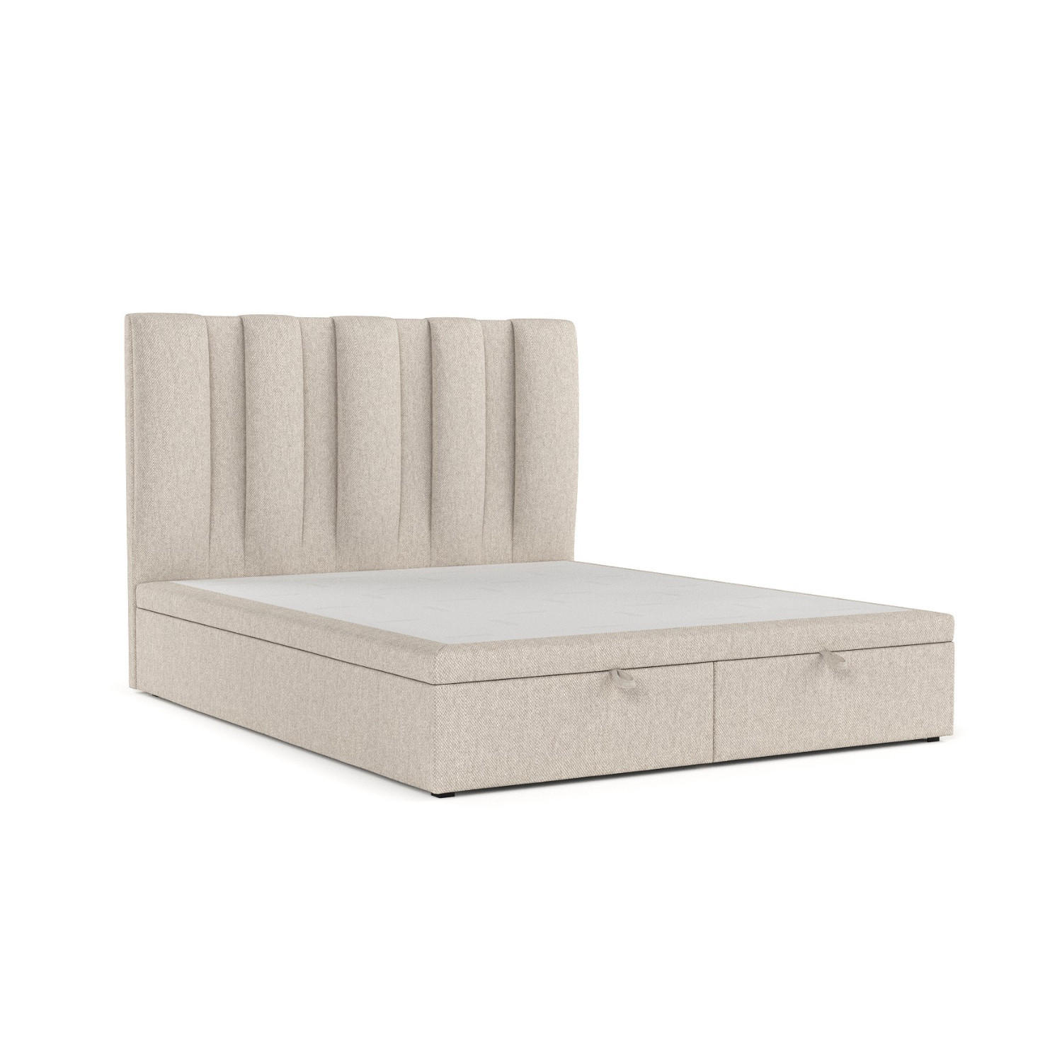 POLSTERBETT Orta mit Stauraum 200/200 cm Hellbeige im Megan Stoff - Sandfarben/Schwarz, Holz/Holzwerkstoff (200/200cm) - AltaBeds