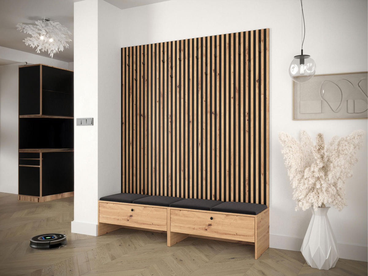 GARDEROBE Balma V - Schwarz, Holzwerkstoff/Textil (170/206/44cm) - MIRJAN24