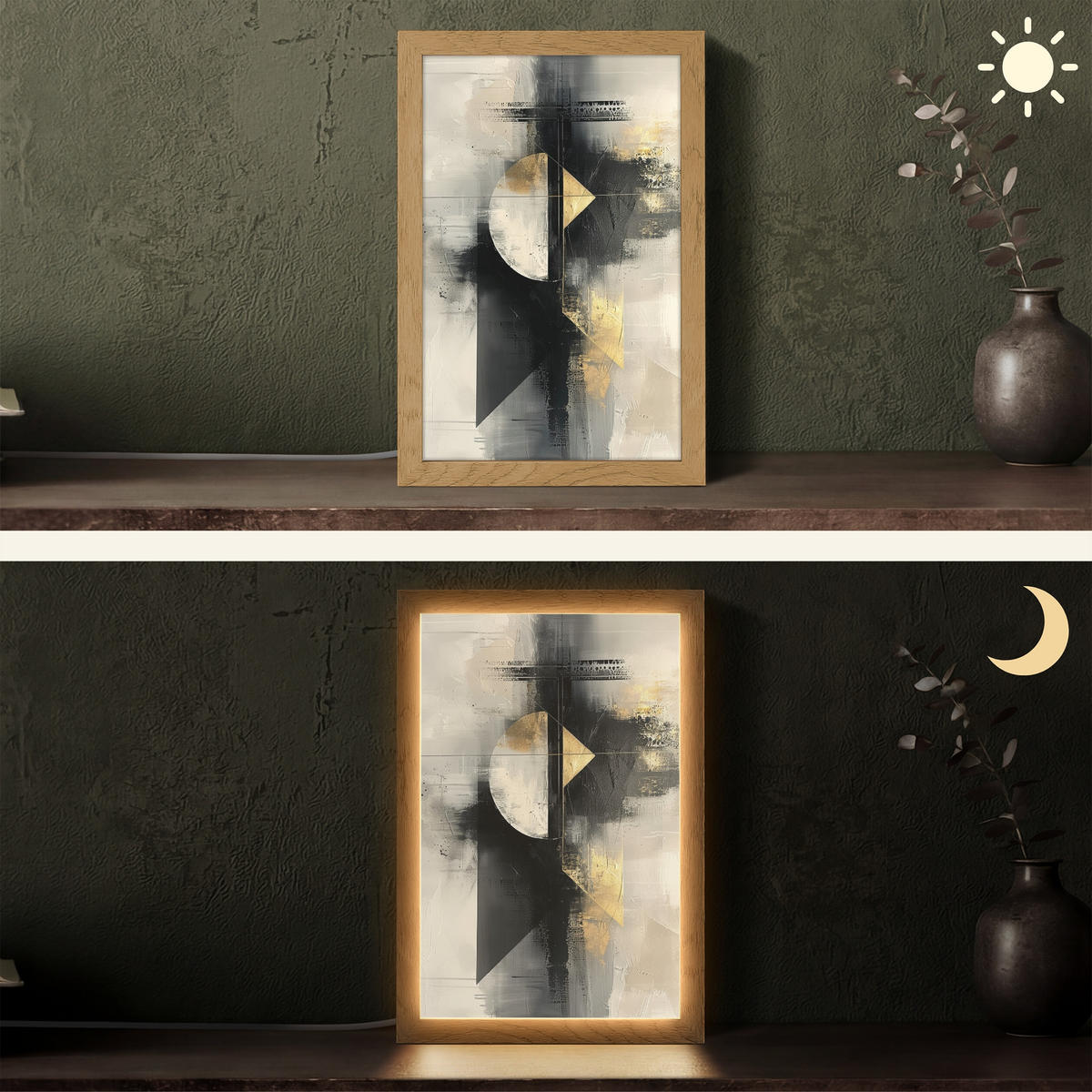 STOLNÍ LAMPA Abstraktní - černá - barva - moderní 20x30 cm - barva břízy, kompozitní dřevo (8/20/30cm) - OnlyWow