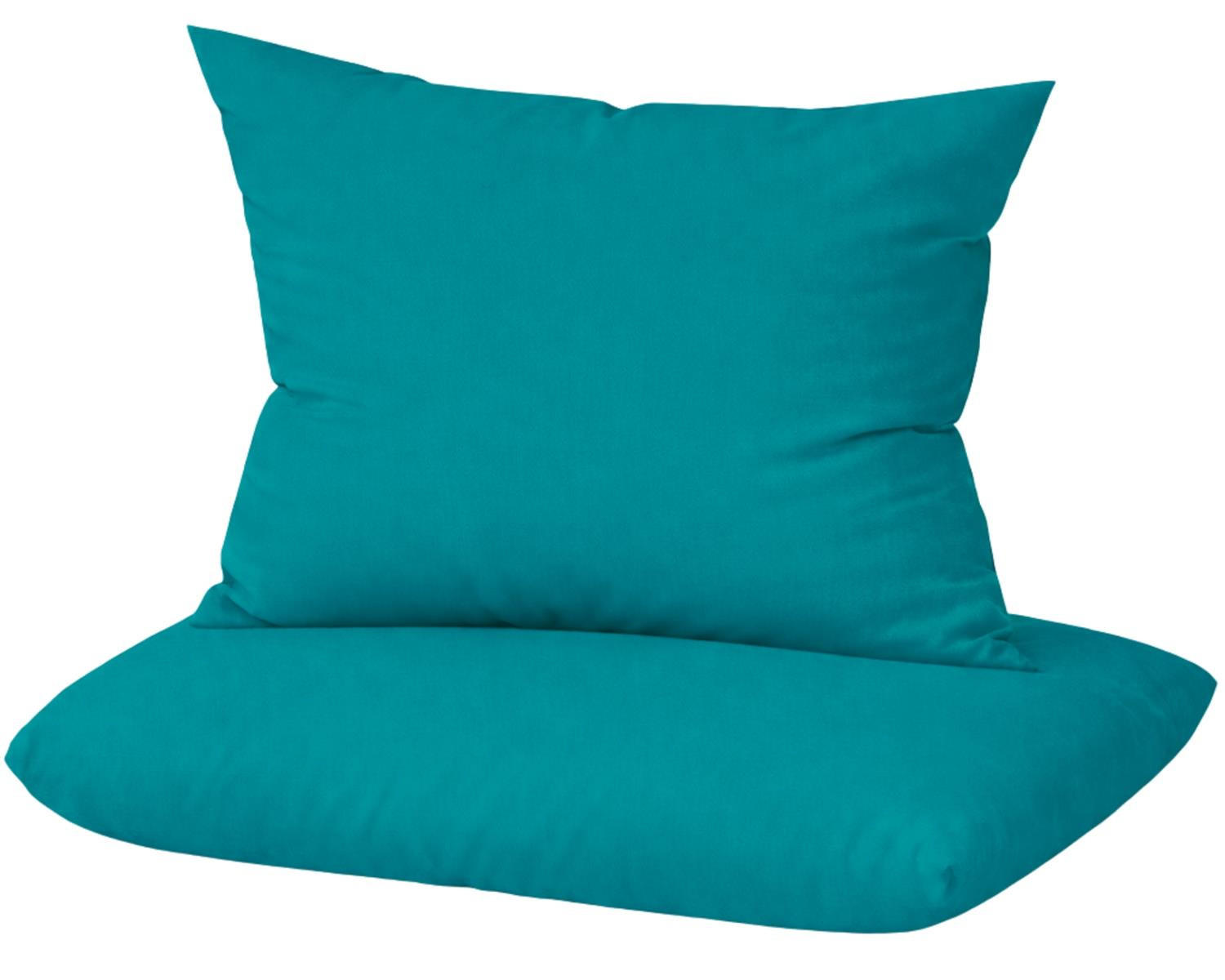 KISSENBEZUG Mako Satin 80x80 cm aus 100% Baumwolle, Kopfkissenbezug 80 x 80 im 2er Set - Petrol - Petrol, Textil (80/80cm) - Carpe Sonno
