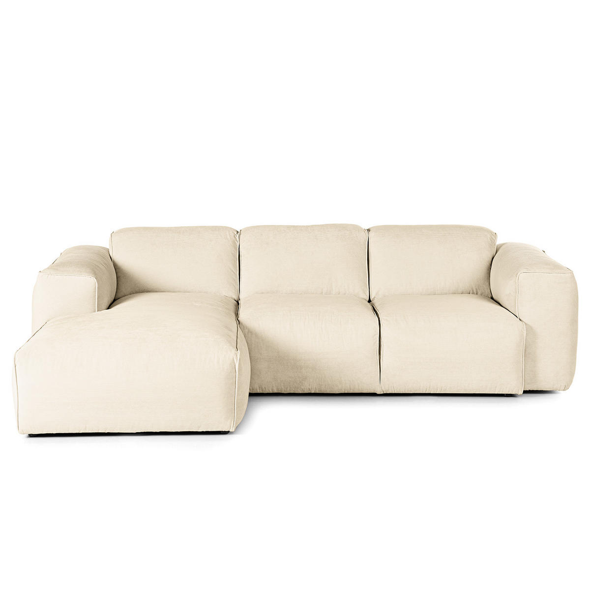 3-SITZER ECKSOFA mit Longchair - Beige/Schwarz, Kunststoff/Textil (251/173cm) - home24