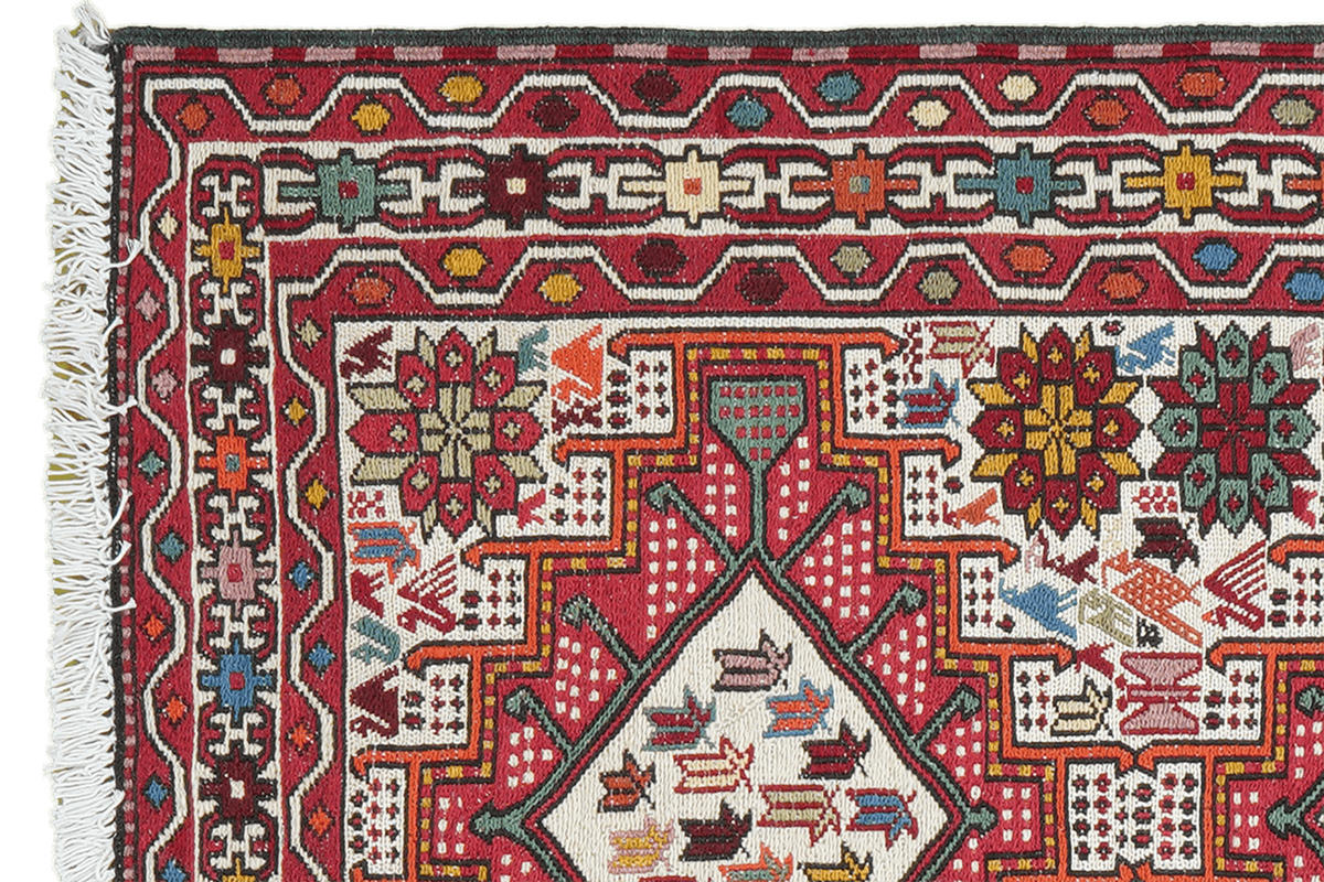 HANDWEBTEPPICH Sumak Shahsavan Beige 99/79 cm Baumwolle - Beige, Textil (79/99cm) - Looma