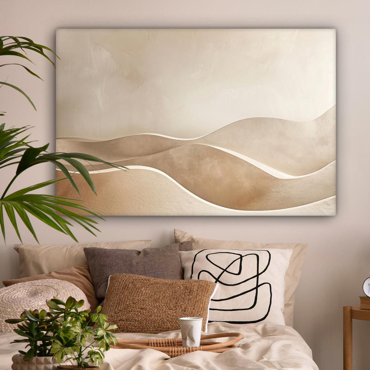 LEINWANDBILD Beige - Natur - Abstrakt - Modern Groß 140x90 cm - Beige, Textil (140/90cm) - MuchoWow