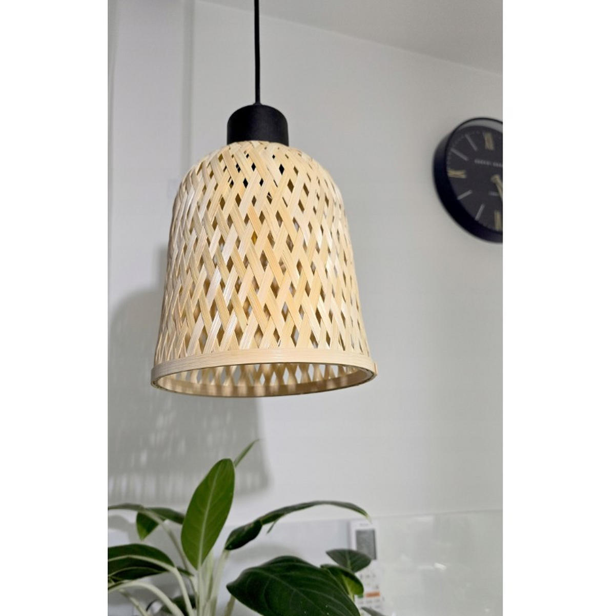 PENDELLEUCHTE BOHO - Schwarz/Weiß, Holz/Metall (17/90/100cm) - kiki design