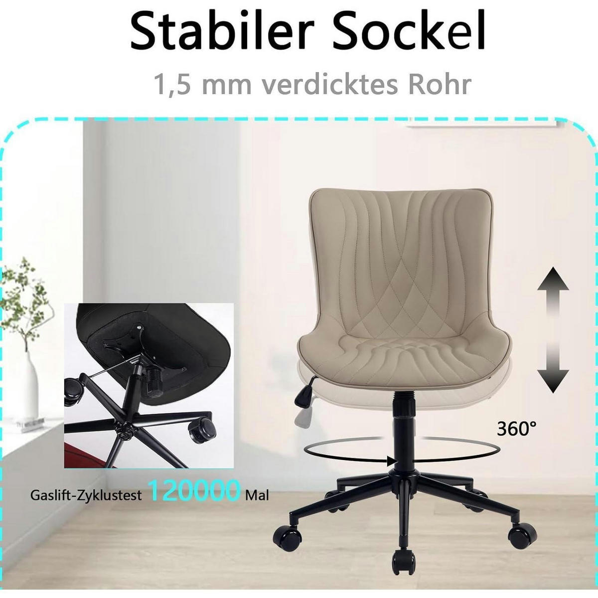 BÜROSTUHL Ergonomisch Khaki - Olivgrün, Kunststoff (60/78.5/42.4cm)