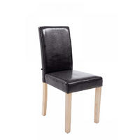 STUHL Lederlook braun - Eukalyptusholzfarben/Braun, Holz/Textil (41/91/47cm) - CLP