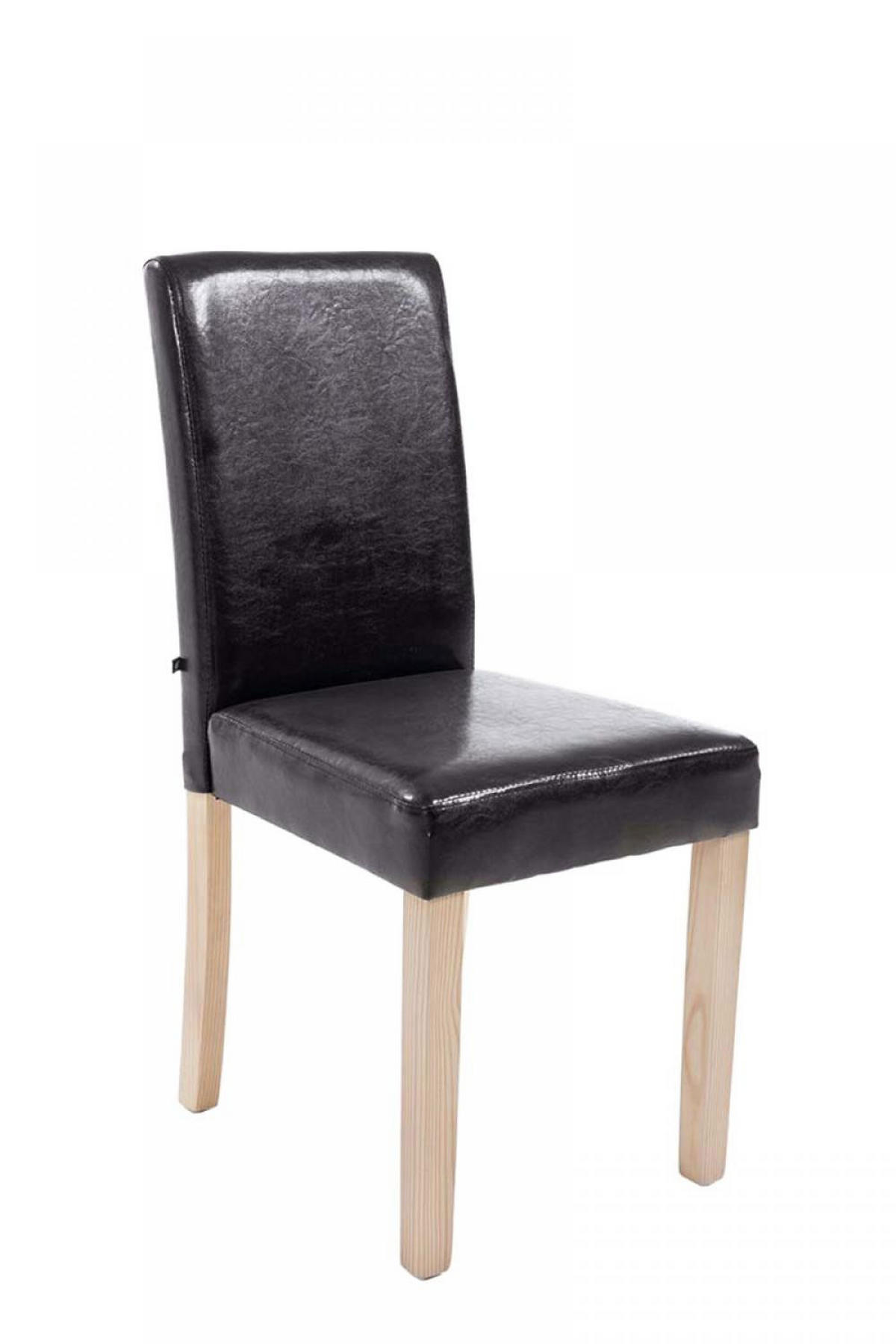 STUHL Lederlook braun - Eukalyptusholzfarben/Braun, Holz/Textil (41/91/47cm) - CLP