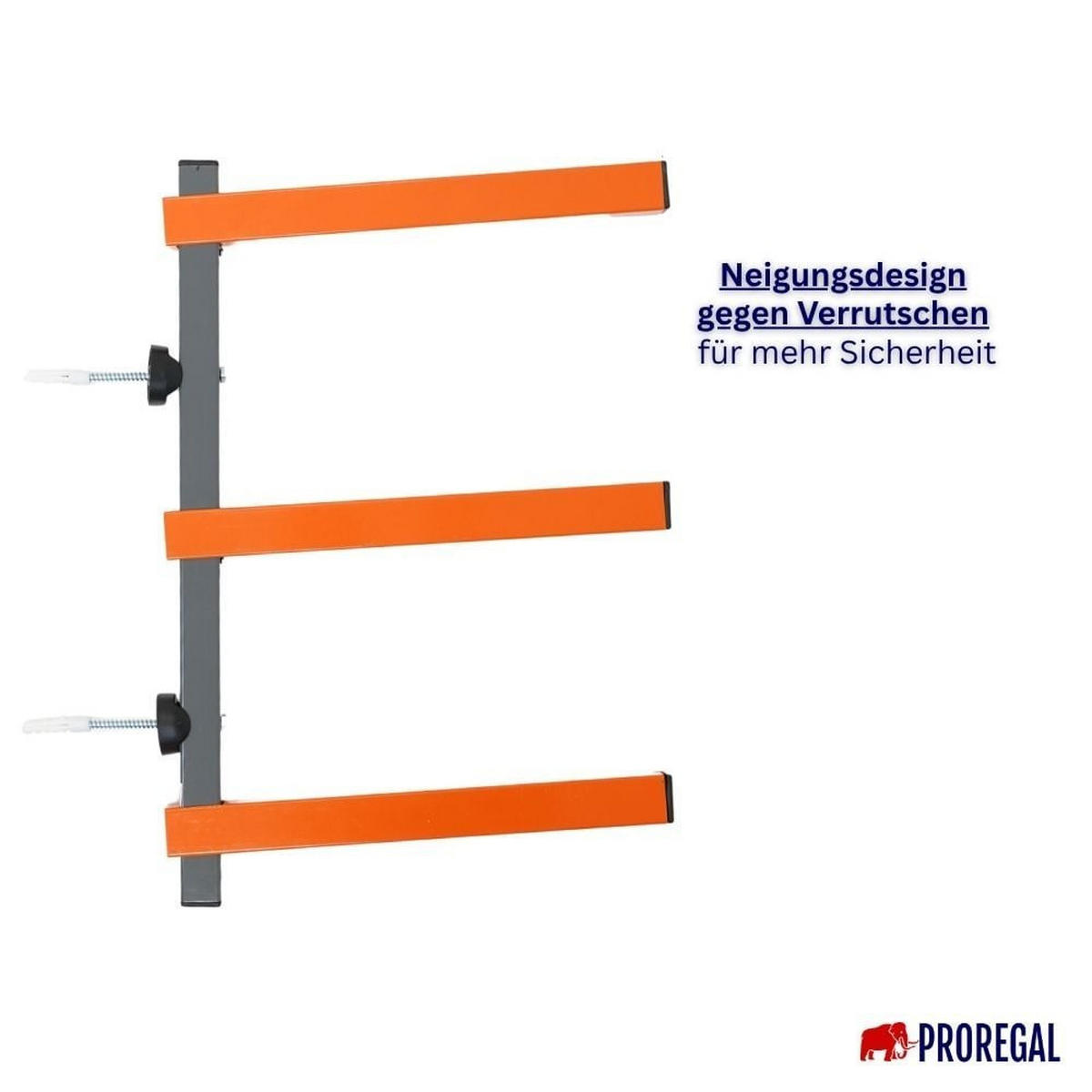 KRAGARMREGAL Wandmontage mit 3 Ebenen Grau-Orange - Orange, Metall (35/45.5/35cm) - PROREGAL