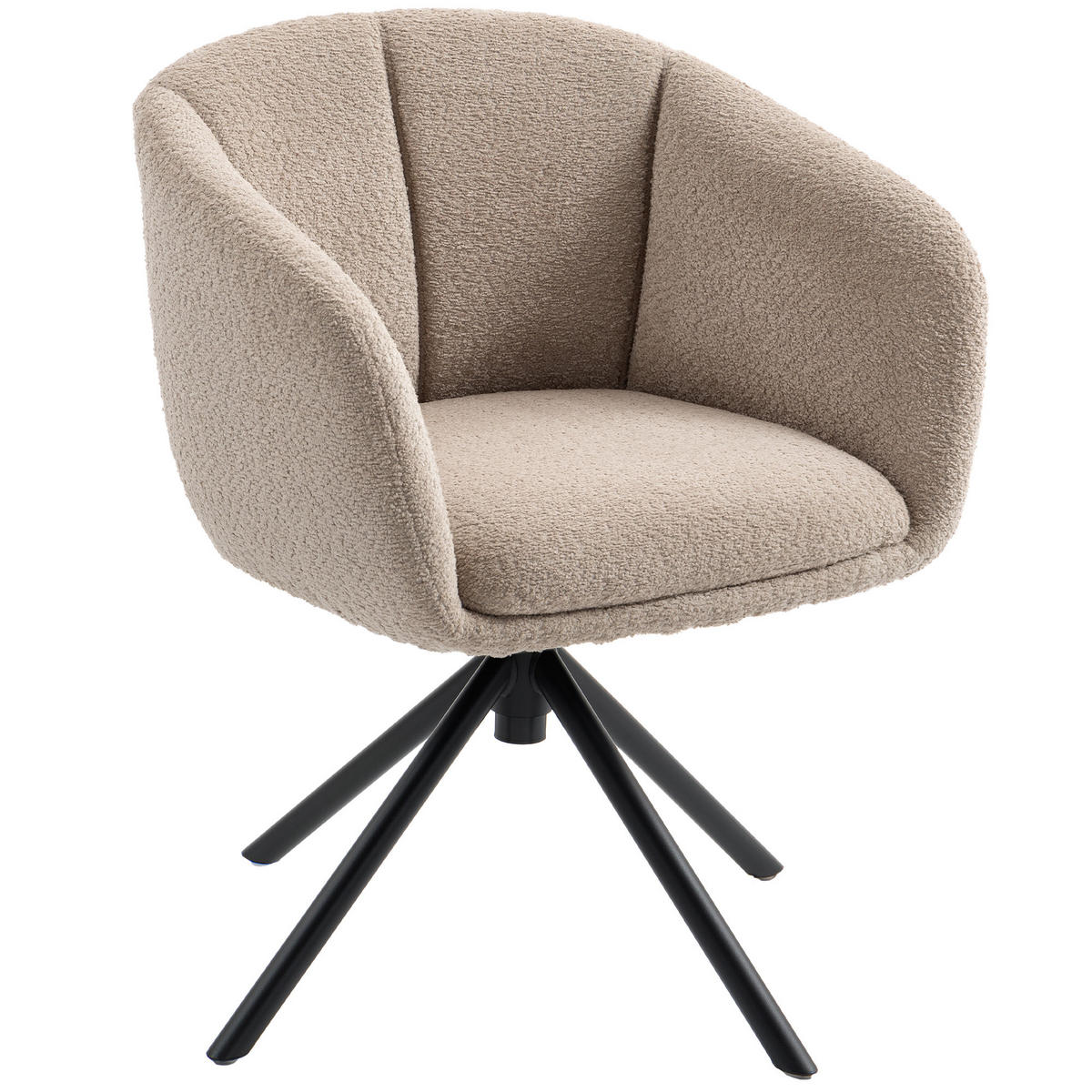 SESSEL DE-06843 drehbar mit bequemer Sitzschale und kuscheligem Bezug Hellbraun - Braun, Textil/Metall (58.5/78.5/59cm) - ComfortXL