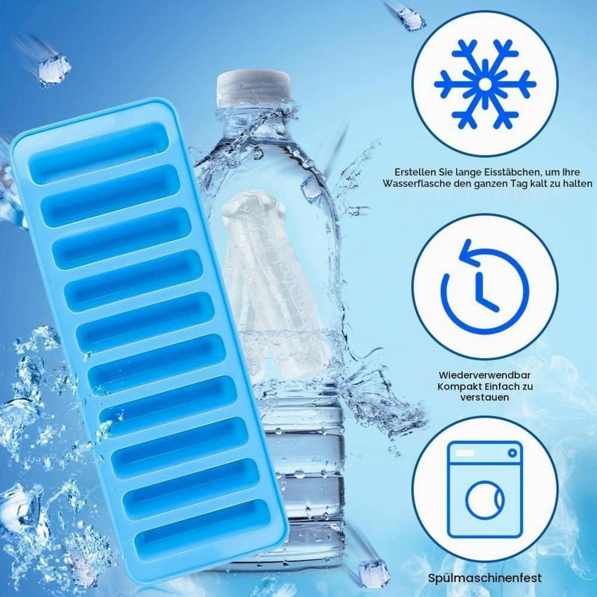 EISWÜRFELFORM Silikon 20er Set - Blau, Kunststoff (9.1/7.5/24.6cm)
