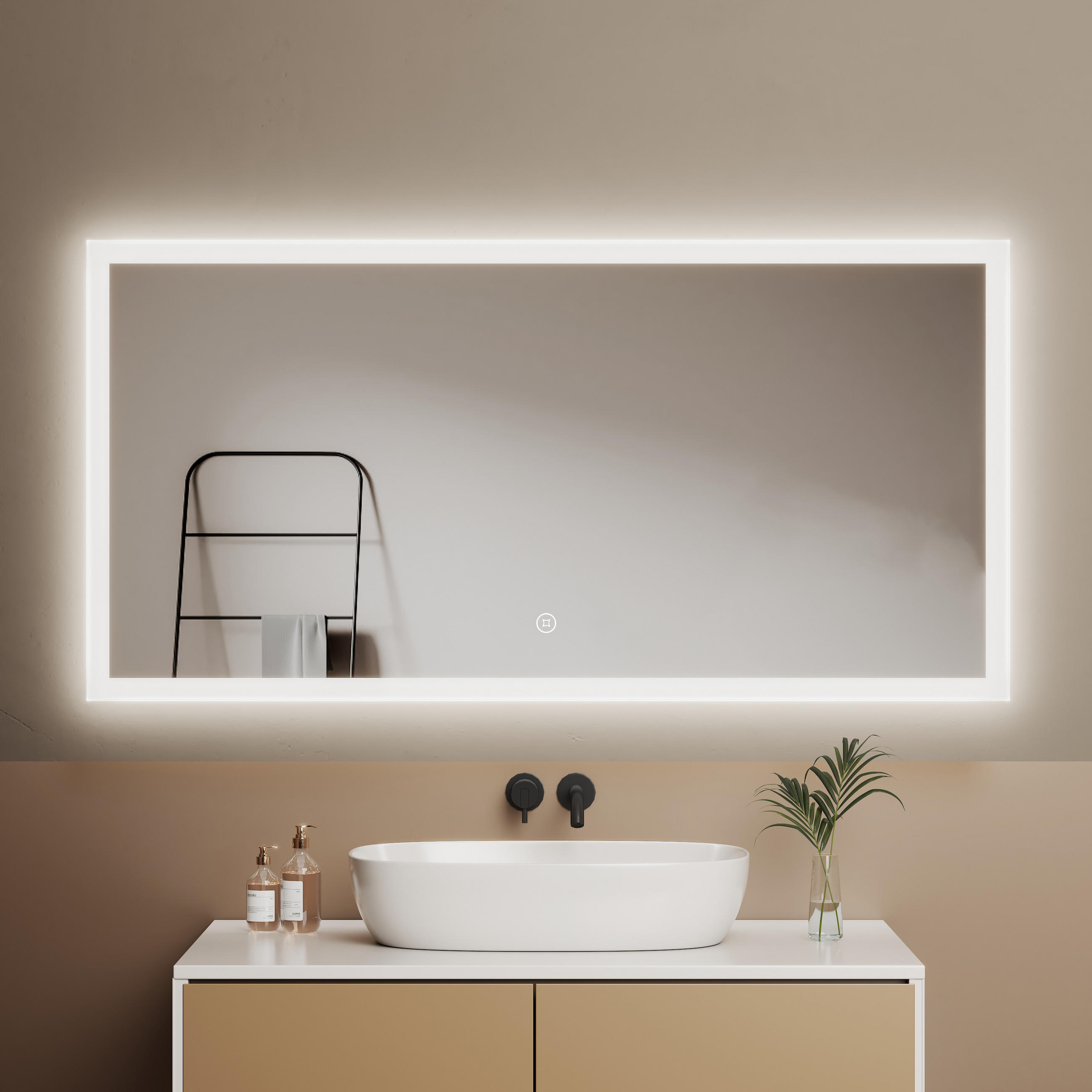 BADSPIEGEL mit Touch-Bedienung Beleuchtung 120/60/3,5 cm - Weiß, Glas (60/3.5/120cm) - EMKE