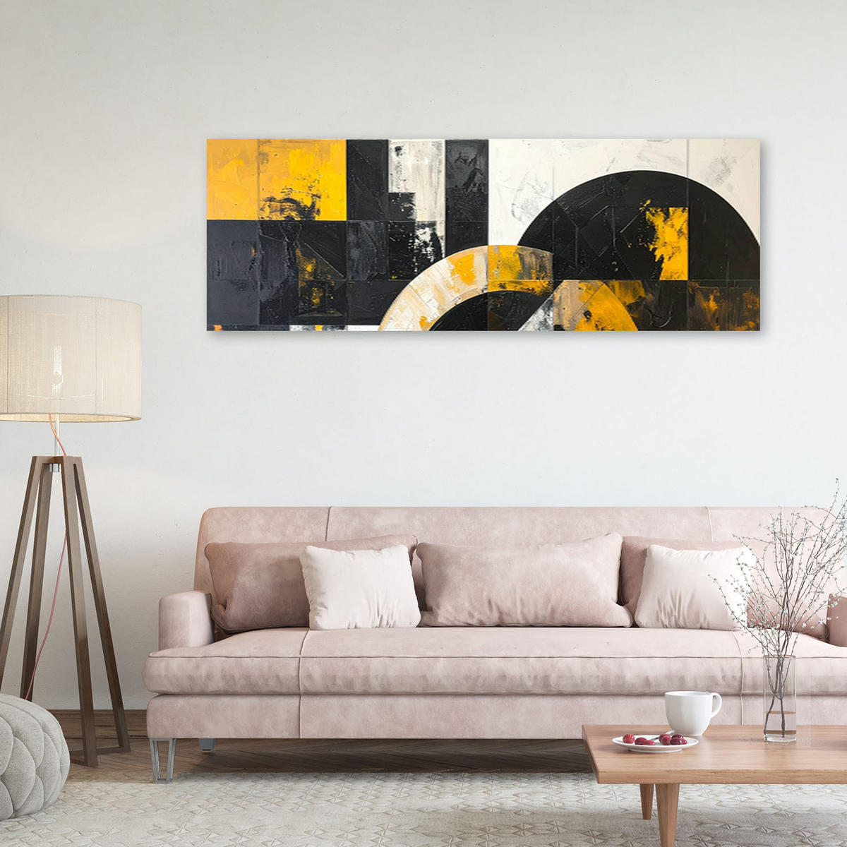 LEINWANDBILD 3D und geometrisch 150x50cm - Gelb, Textil (150/50cm) - Feeby