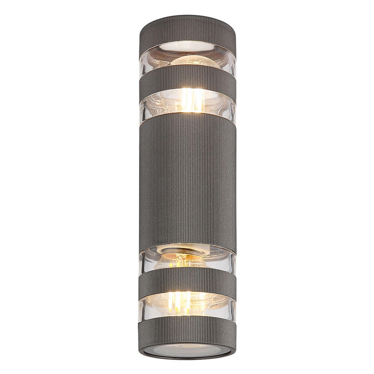 LED WANDLEUCHTE Glas Anthrazit 2-flammig - Anthrazit, Glas (6.5/22/22cm) - Globo Lighting