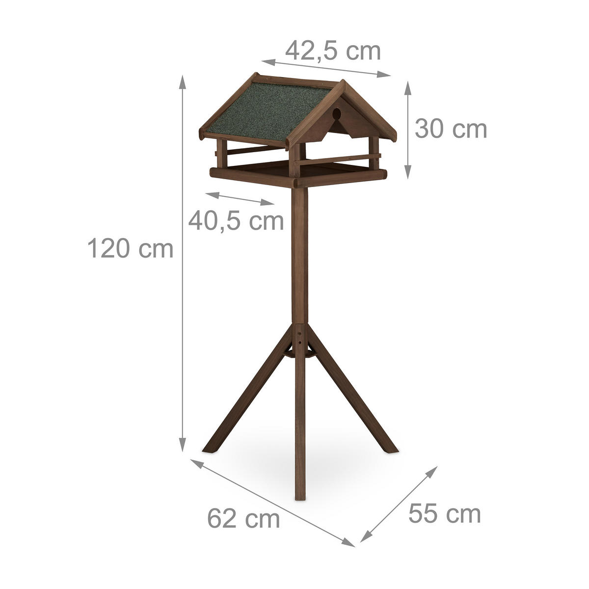VOGELFUTTERHAUS - Dunkelbraun, Holz (62/120/55cm) - Relaxdays