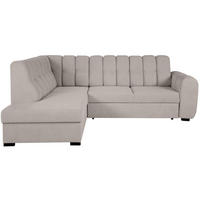 ECKSCHLAFSOFA Zoja links hellbraun - Hellbraun/Schwarz, Textil (261/193cm) - Beautysofa