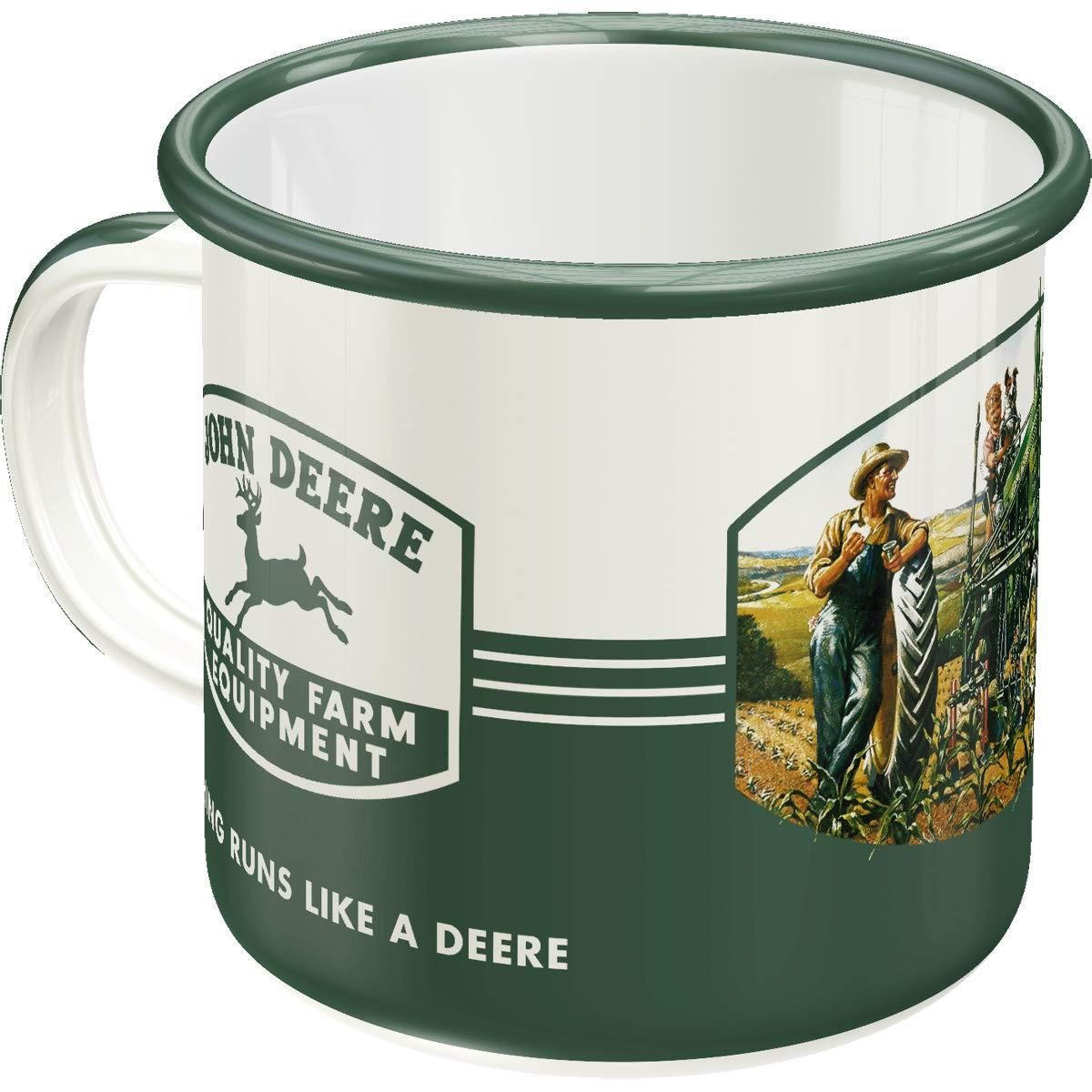 EMAILLE-BECHER 360 ml John Deere Quality Farm Equipment - Waldgrün/Weiß, Metall (0.36L) - Nostalgic-Art