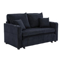 SCHLAFSOFA klappbar mit USB und Getränkehaltern, Schwarz - Schwarz, Textil (139/83/73cm)