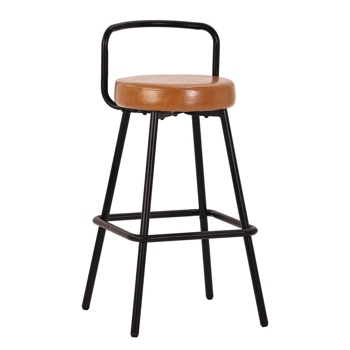 BARHOCKER DE-35639 6er-Set mit PU-Leder und Fußstütze Braun - Braun, Metall (37/90.5/37cm) - ComfortXL