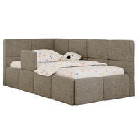 DĚTSKÁ POSTEL ARVO ALTA 90/200 - Světle hnědý Strukturovaná látka - Vlevo - světle hnědá, textil (90/200cm) - MKS