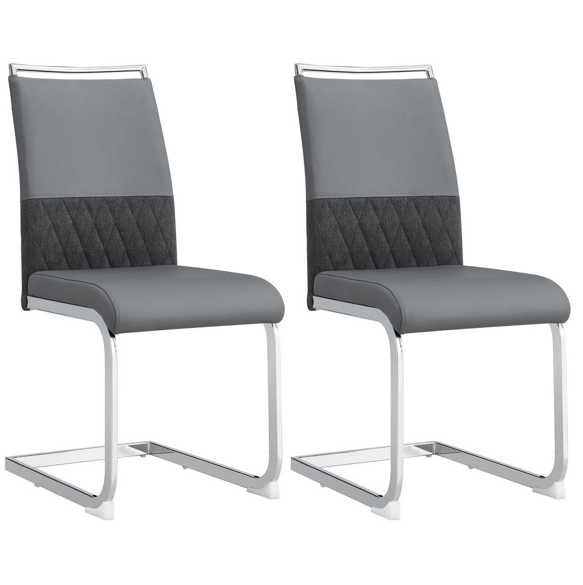 STUHL ergonomisch mit gepolsterter Rückenlehne Metall Grau 2er-Set - Grau, Metall (42/95/48cm) - Meubliv