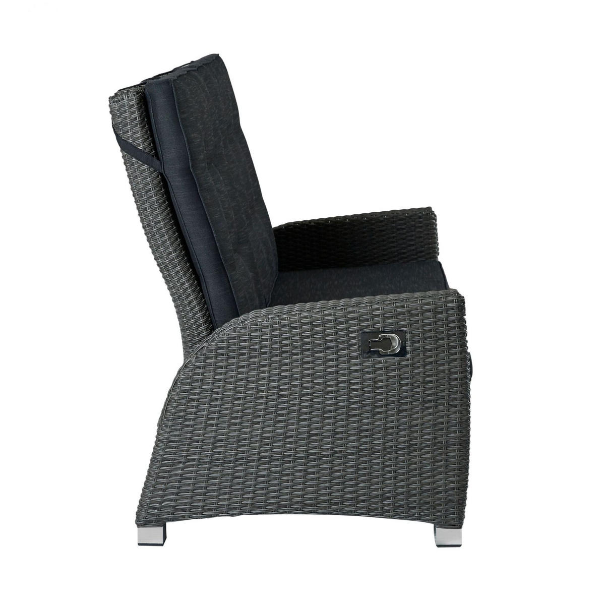 LOUNGESOFA Kansas 108x145x90 cm, Polyrattan, Grau - Grau, Kunststoff (145/108/90cm) - dasmöbelwerk