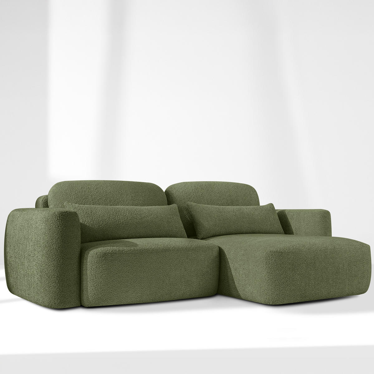 ECKSOFA rechts ELOSA - Olivgrün, Holz/Textil (245/165cm) - KONSIMO®