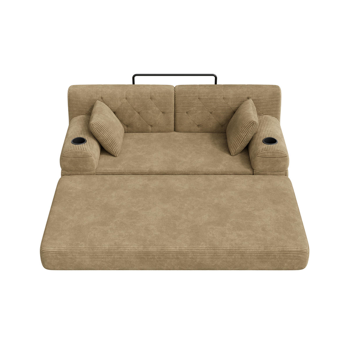 ROZKLÁDACÍ POHOVKA 2místná z manšestru, khaki - písková barva, textil (168/81/80cm) - Urban Meuble