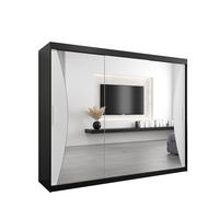 SCHWEBETÜRENSCHRANK 200/250/62 3-türig - Silberfarben/Schwarz, Holz/Kunststoff (250/200/62cm) - Abiks Möbel