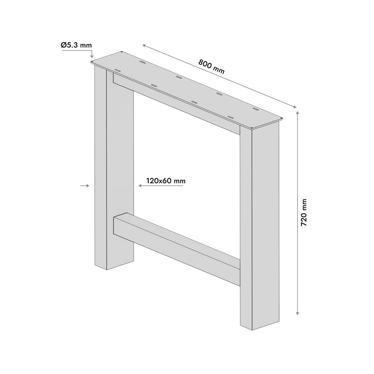TISCHBEINE Etamin Lite A Extreme 2er-Set Schwarz 72cm - Schwarz, Metall (80/72/10cm) - Metalo Pro