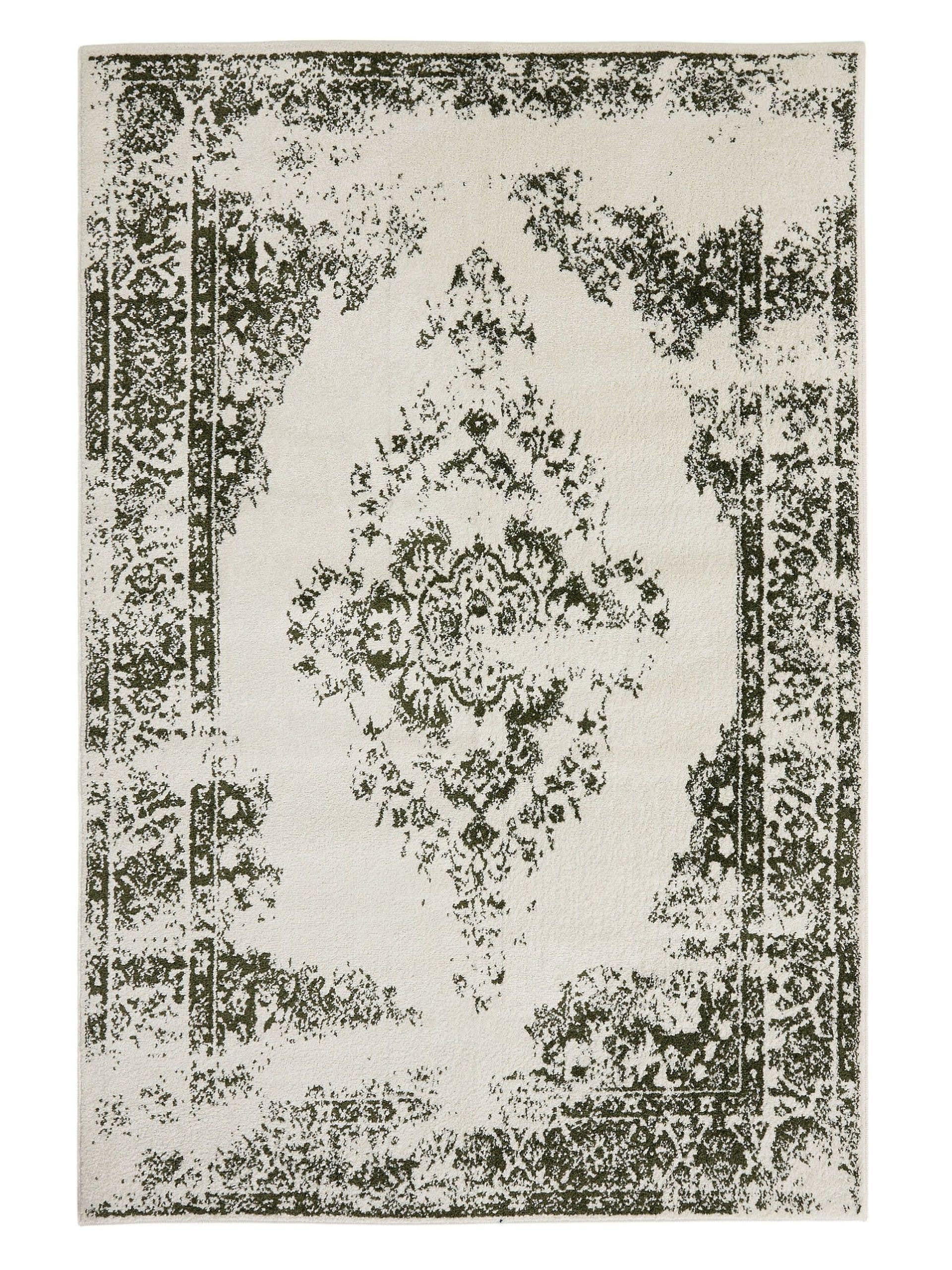 VINTAGE-TEPPICH Sia 160/230 cm - Creme/Grün, Kunststoff (160/230cm) - benuta