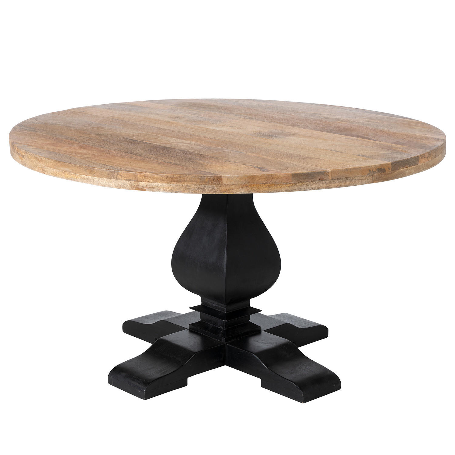MASSIVER ESSTISCH - Massivholz - Mangoholz - Schwarz/Braun, Holz (135/135/82cm) - home24