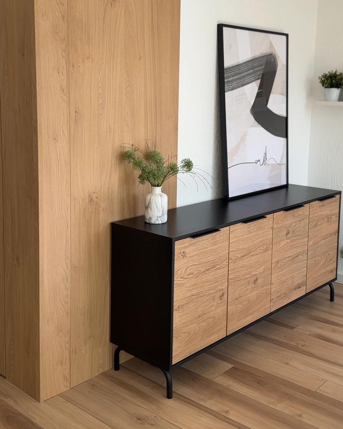TV-MÖBEL Schwarzes, Hellbraun ITACA 41/160/52 cm - Schwarz, Holzwerkstoff (160/52/41cm) - Beliani