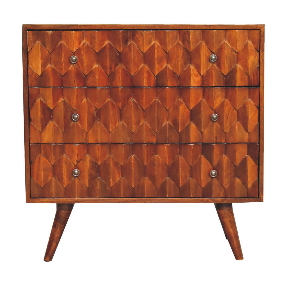 KOMMODE aus Massivholz - Messingfarben/Braun, Holz/Metall (75/77/35cm) - Artisan Furniture