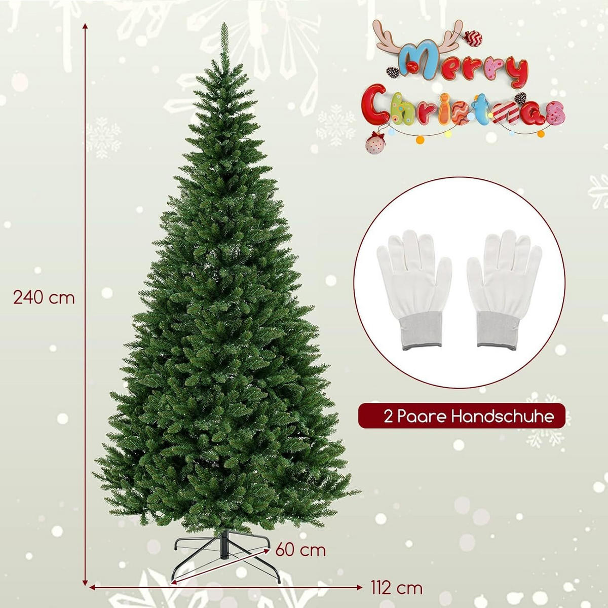 WEIHNACHTSBAUM 240cm Grün - Grün, Metall (240cm) - COSTWAY