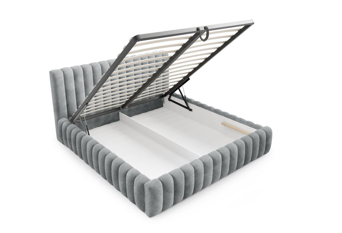 POLSTERBETT mit Stauraum Bouclé 200x200 cm in Grau - Grau, Textil (200/200cm) - Home Collective