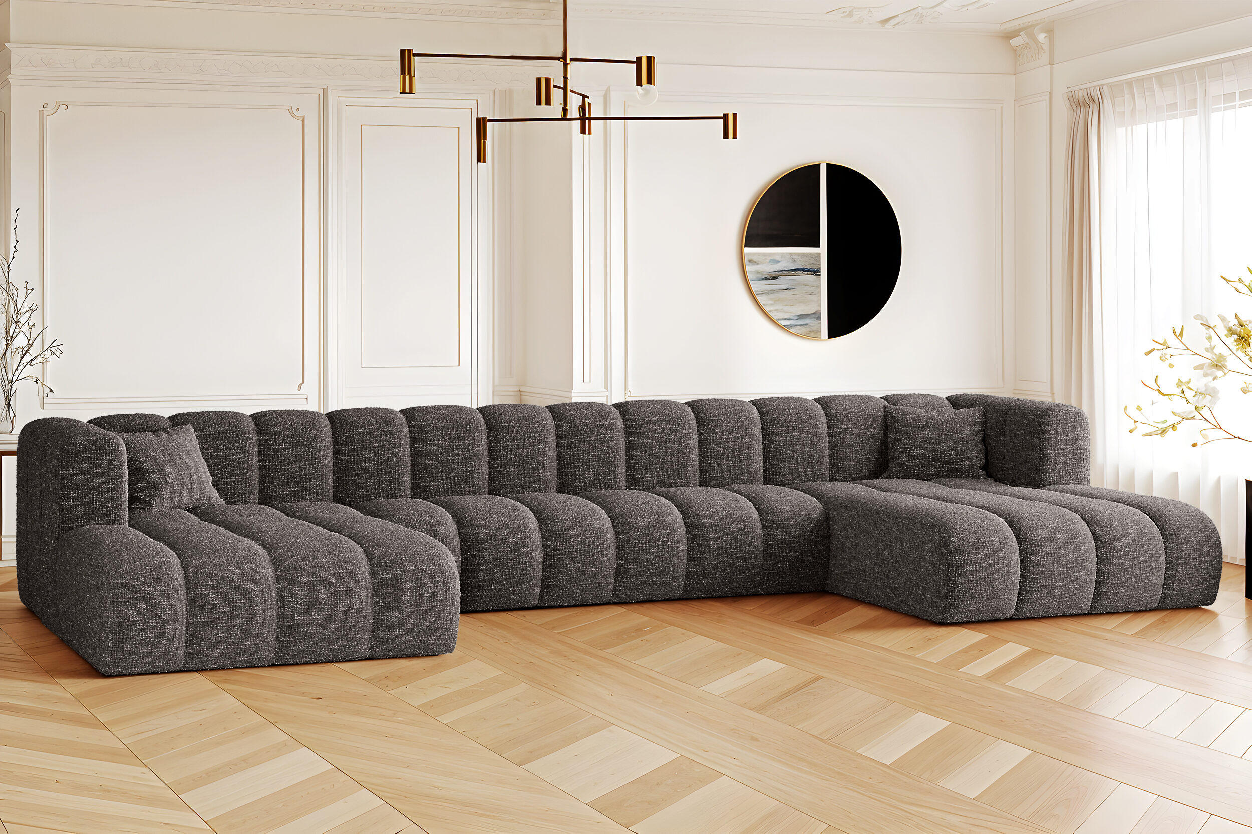 ECKSOFA U-form Grand U XL Stoff Haga Graphit - Graphitfarben, Holz (179/408cm) - Kaiser Möbel